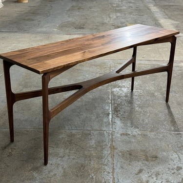 EQUIS Modern Entryway Console Table, Sofa Table, sculpted legs, solid walnut table 