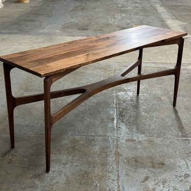 EQUIS Modern Entryway Console Table, Sofa Table, sculpted legs, solid walnut table 