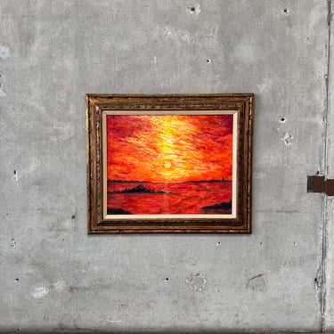 Vintage Signed Sunset Painting