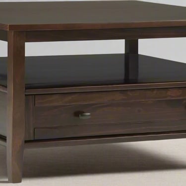 Shaker SOLID WOOD 36&quot; Square Coffee Table in Tobacco Brown FFW-1015