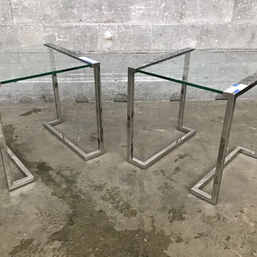 Glass and Chrome Side Table Pair (Seattle)