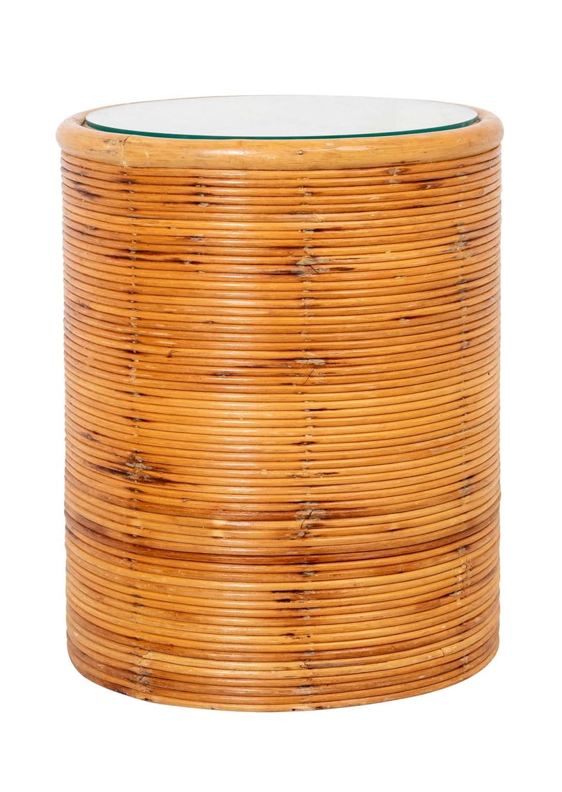 Vintage Reeded Rattan Circular Table | The Antique and Artisan Gallery ...