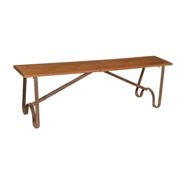 Handcrafted Iron Teak Bench