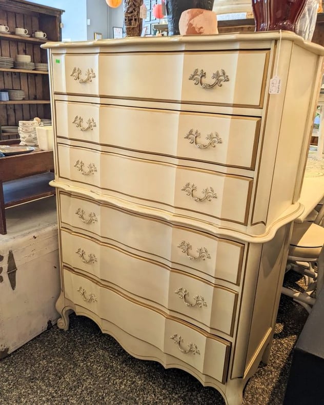Faux French chest of smooth pulling drawers 37x18x53"