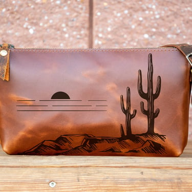Small Leather Zipper Bag | Handmade Leather Purse |  Handmade Handbag | Crossbody Satchel | Made in USA | Laser Image | Custom | Series 2 