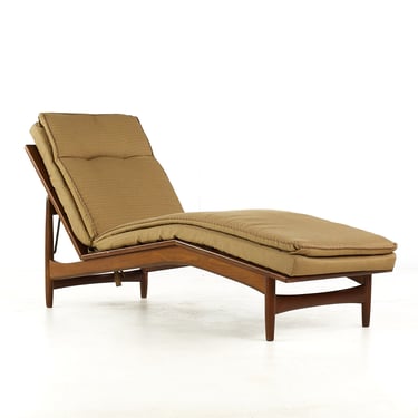 Kofod Larsen for Selig Mid Century Walnut Chaise Lounge Chair - mcm 
