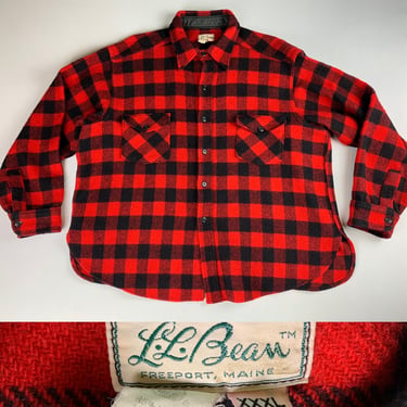 Vintage 60s L.L. Bean Red Plaid Shirt Size XXL 