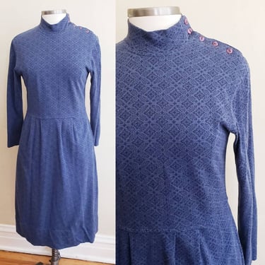 1980s Laura Ashley Blue Print Dress Cottage Core M 