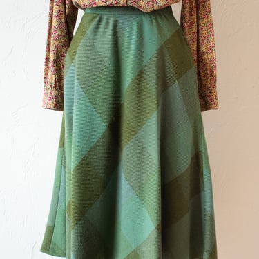 Vintage Chamara Verdigris Argyle Wool Skirt Medium