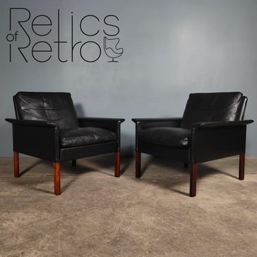 Black Leather Armchair Hans Olsen CS Møbler Model 500 Mid Century Vintage Retro MCM 