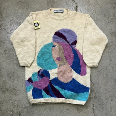Vintage Manos Del Uruguay All Wool Chunky Patterned Cardigan Women’s Small-Medium 