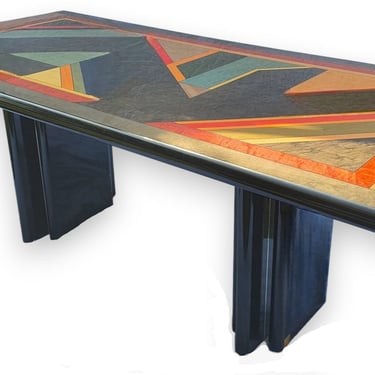 GC Italia Geometric Inlaid Wood Dining Room Table w/ 6 Chairs  DG237-1