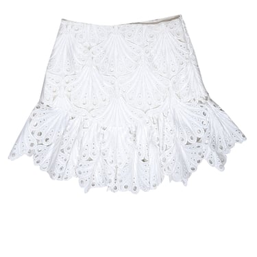 Maje - White Eyelet Lace Flounce Bottom Skirt Sz 6