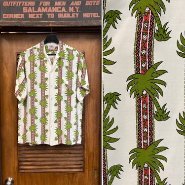 Vintage 1950’s “Duke Kahanamoku” Two-Piece Rayon Cabana Hawaiian Outfit Set, Shirt x Swim Trunks, Original, 50’s Vintage Clothing 