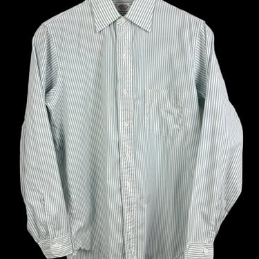 Vintage 1940s/1950s ARROW Sanforized Striped Cotton Dress Shirt ~ 15 x 33 ~ S to M ~ Gussets ~ Button-Up ~ Golden Era 