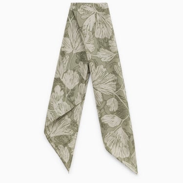 Brunello Cucinelli Green Silk Scarf With Floral Pattern Women
