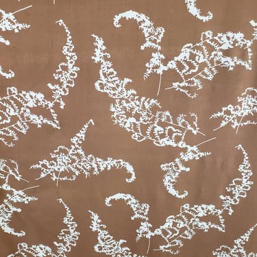 Vintage 1950's Brown and White Floral Fabric / 60s Fern Print Fabric 