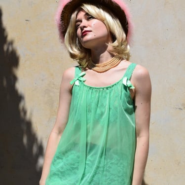 MINT LACE Green Vintage 60s Sheer Blousen Top SZ S to Medium 