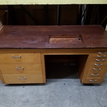 Vintage Hand Crafted Mixed Wood Sewing Desk