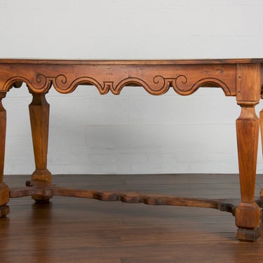 Early 18th Century French Renaissance Walnut Trestle Console Table 