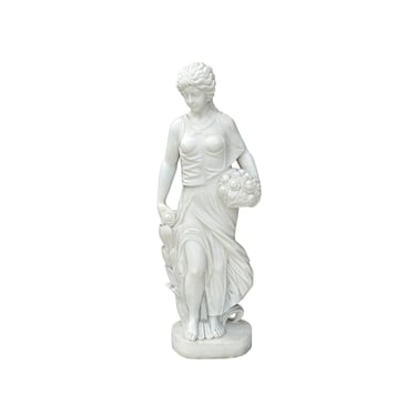 48" White Marble Hand-carved Venus Aphrodite Flower Basket Statue Sculpture ws3751E 
