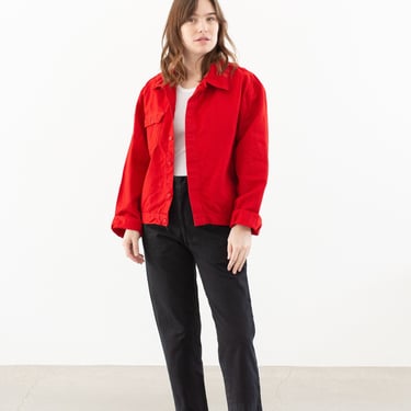 Vintage Bright Red Single Pocket Work Jacket | Unisex Workwear | Made in Italy | IT400 | M L | 