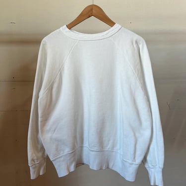 Large, Vintage 1950s Healthknit Cotton Sweatshirt, White, AS Is, S 