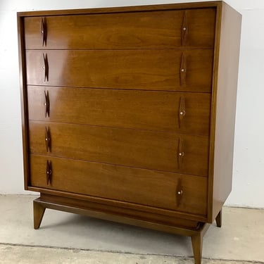 Vintage Highboy Dresser With Pointed Wood Handles- American of Martinsville 