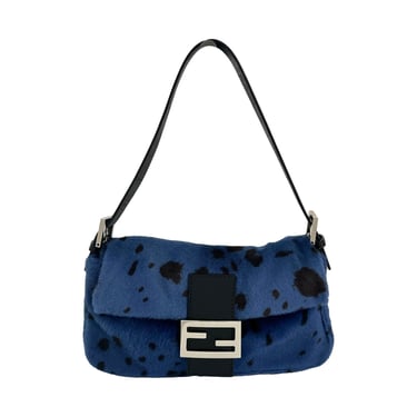 Fendi Blue Dalmatian Print Baguette Bag