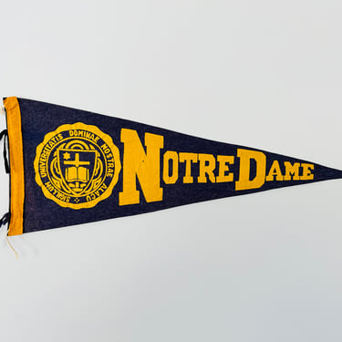 Vintage University of Notre Dame Full Size Pennant - As Is Condition 