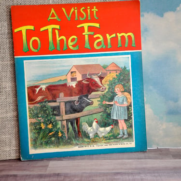 First Edition Children's Book A Visit To The Farm Platt & Munk Co 1923 No 1200A RARE Excellent Condition Original Colored Lithograph Antique 