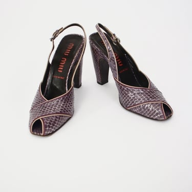 Miu Miu Snakeskin Slingback Pumps