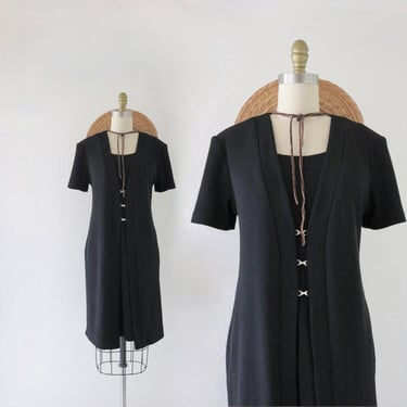 black waffle knit dress - m 