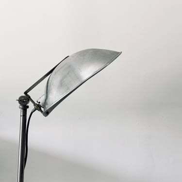 The Halldorson Company Mid Century Industrial Lamp Metal Shade Cast Iron X Base | Photographic Light Floor Lamp Chicago Tall Adjustable Lamp 