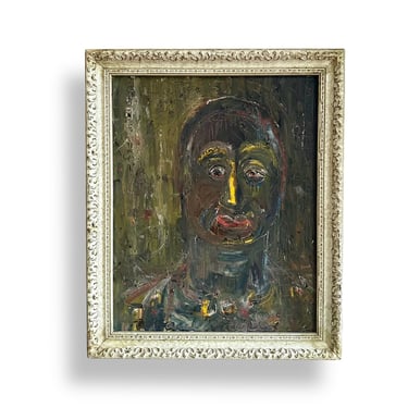 1950s Abstract Portrait in Oil on Canvas W. Faulkner