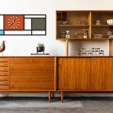 Arne Vodder Danish Modern Bar & Hutch Cabinet Set 