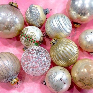 VINTAGE: 11pc - Glass Ornaments - Mercury Ornaments - Christmas Holiday Xmas - Decorations - Crafts 