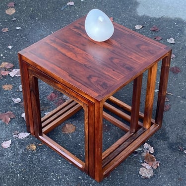 Rosewood Set of 3 Cubic Nesting Tables by Kai Kristiansen for Aksel Kjersgaard
