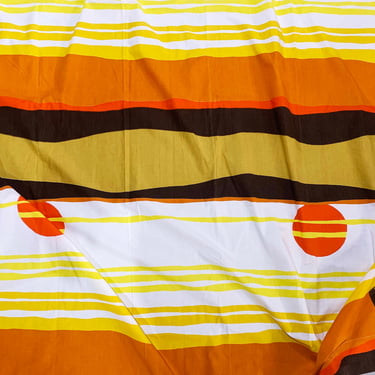 Vintage Twin Queen Flat Sheets Mod Bedding Sunset Sunrise Burlington Yellow Orange Set of 2 Pair 1960s 