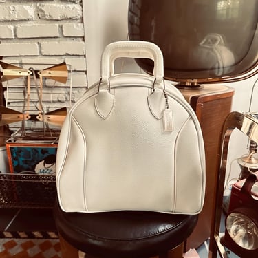 1980s Epic All White Everything Bowling Ball Bag - Vinyl - Vegan Friendly - Removable Rack - Very Nice 