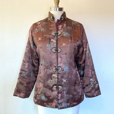 Vintage Brown quilted satin Chinese jacket 