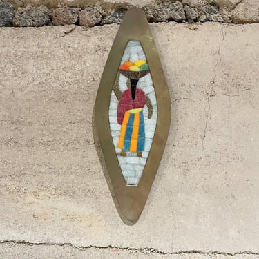Salvador Teran Mexican Mosaic Brass Inlaid Glass Tile Wall Art 1950s Los Castillo 