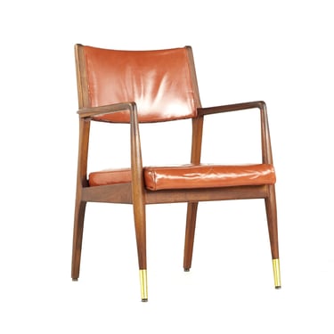 Stow Davis Mid Century Walnut and Brass Lounge Chair - mcm 