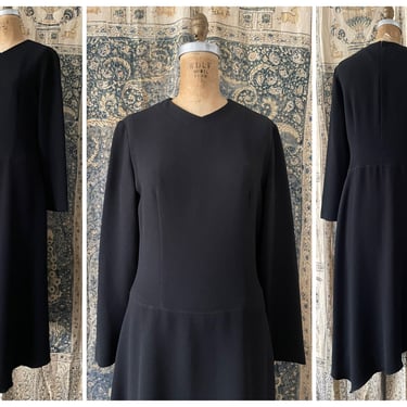 Vintage ‘90s Marisa Minicucci modest black crepe dress | Halloween costume, hi low hem, Canadian designer, M 