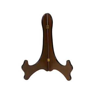 Chinese Wood Pattern Medium Brown Plate Holder Rack Display Easel ws3380E 