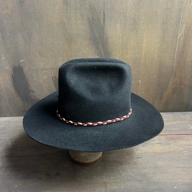Silver Spur Black Hat with Red and Yellow Hat Band