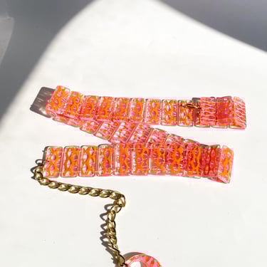 1960s Pink and Orange Acrylic Chain Belt