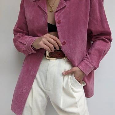 Vintage Rose Suede Shirt Jacket