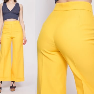 70s Yellow High Waisted Flared Pants - Medium, 28