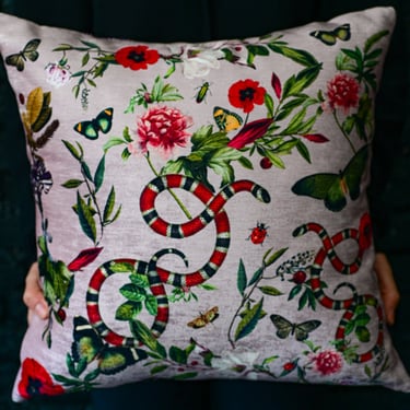 17" x 17" Pink Serpent Pillow